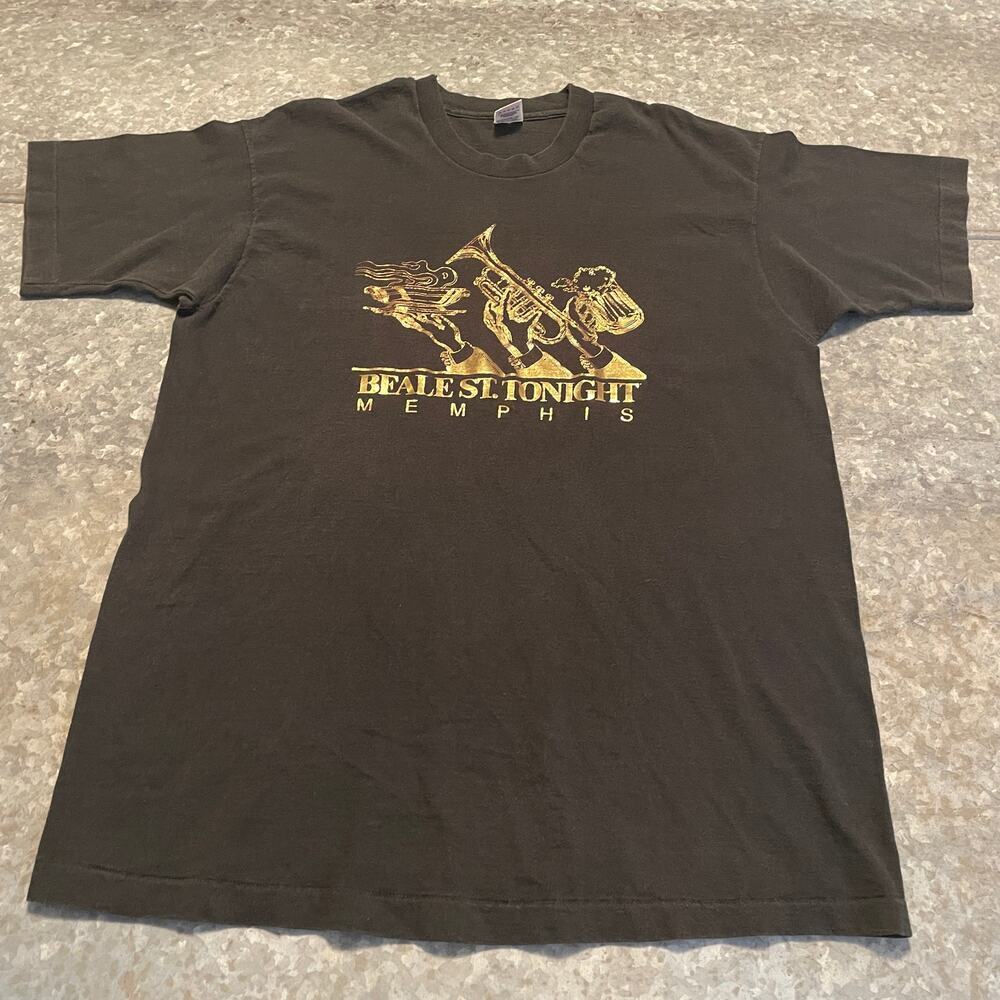 Vintage Beale St Tonight Memphis Tennessee Shirt XL USA Single Stitch 90s Jazz - Picture 2 of 9